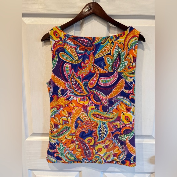LAUREN Ralph Lauren Womens Sleeveless Cowl Neck Paisley Print Top Size Large - Picture 2 of 6